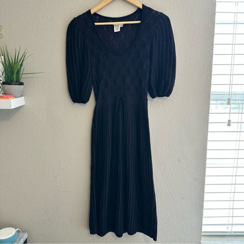 Sophie Max Midi Dress M Cottagecore Dark Academia Witchcore Puff Sleeve Smocked
